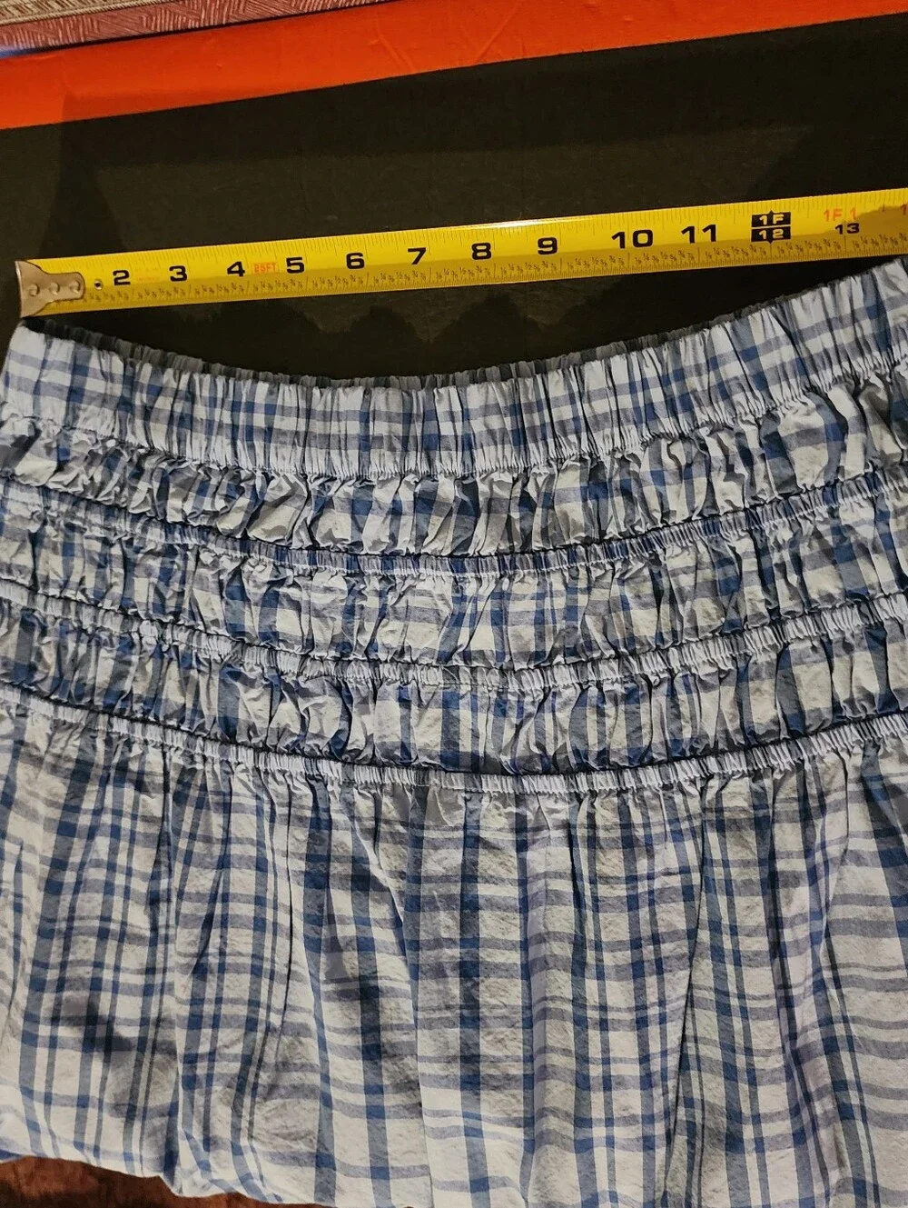 Free Assembly Smocked Waist Embroidered Plaid Maxi Skirt Size M NWT - Picture 7 of 9